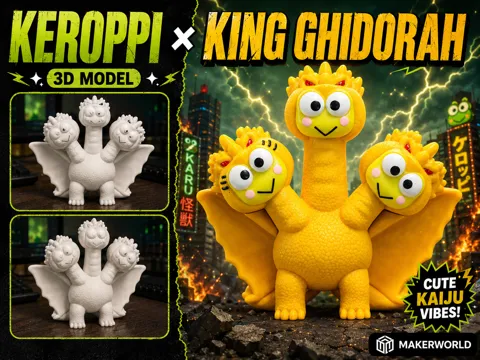 Modelo para impresión 3D: Keroppi King Ghidorah – Cute Kaiju Mashup — referencia de MakerWorld