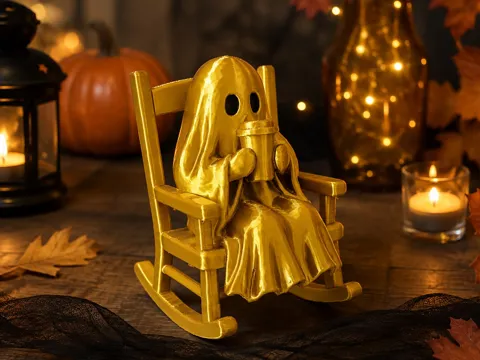 Adorno temático: Ghost in a Rocking Chair – Cute Halloween & Cozy — referencia de MakerWorld