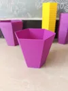 Opening 5cm, base 3.5cm, height 5cm, wall thickness 1mm. With drainage holes