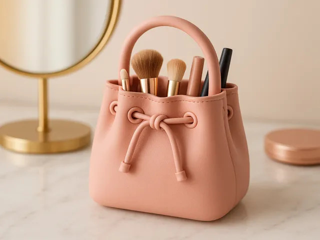 Sculptural Drawstring Makeup Brush Organizer