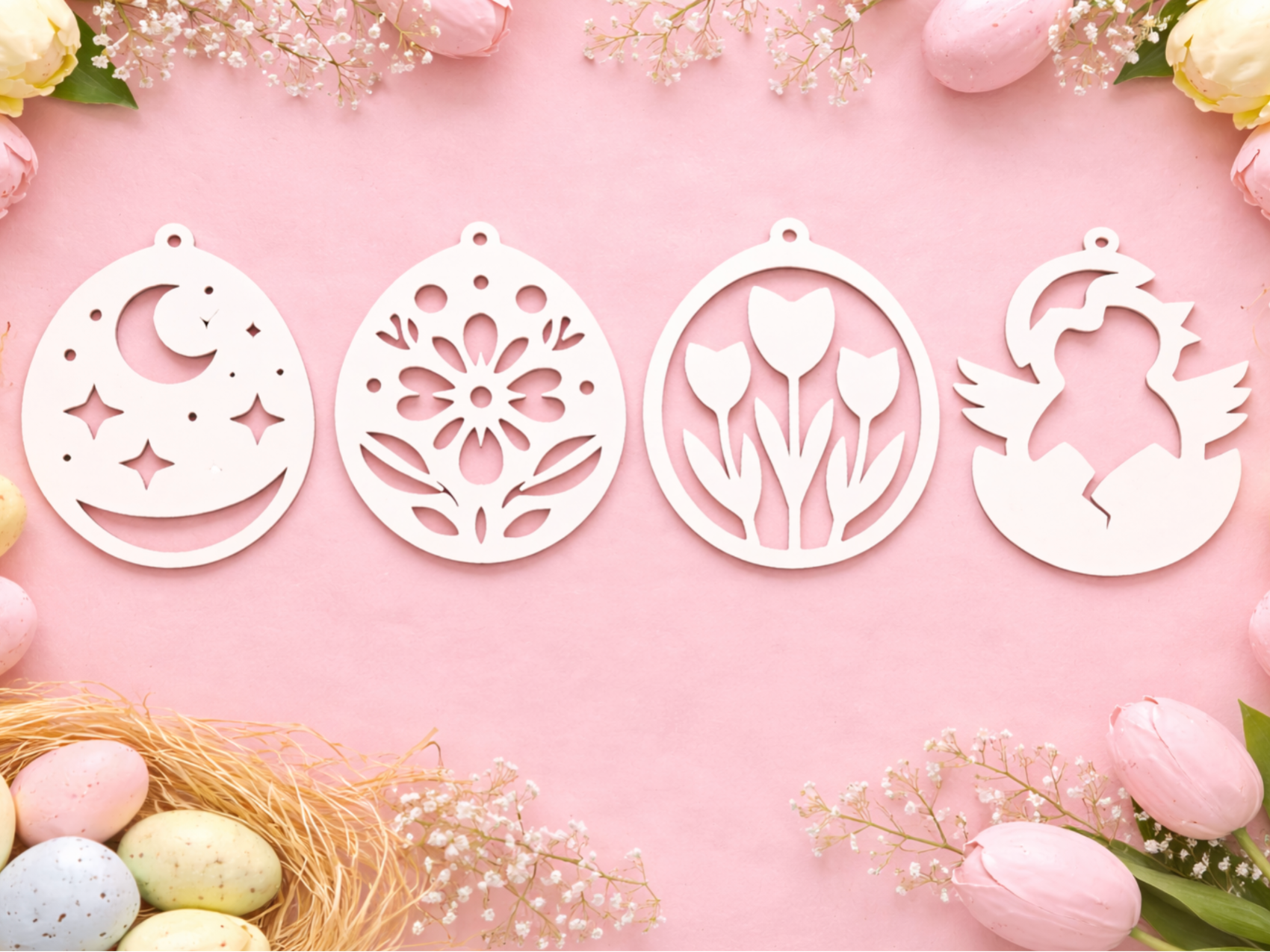 Easter Egg Ornaments Set - 4 Designs