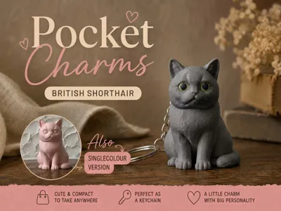 Llavero memorial British Shorthair impreso en 3D