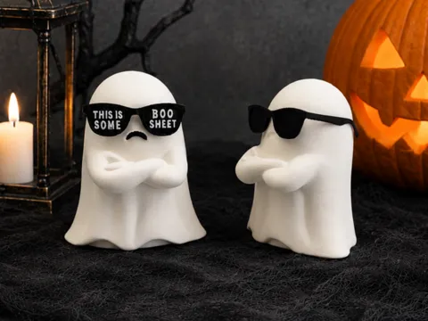 Figura decorativa: Boo Sheet - Ghost with Sunglasses Statue — referencia de MakerWorld