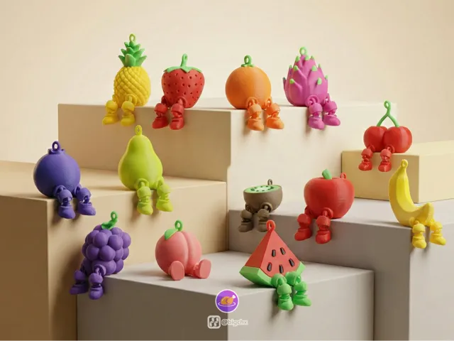 Articulated Fruit Keychains