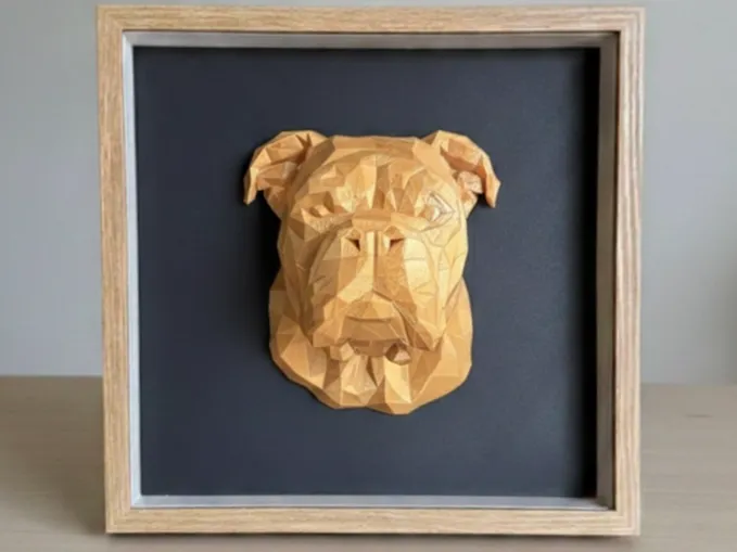 English Bulldog Bust Low Poly Art