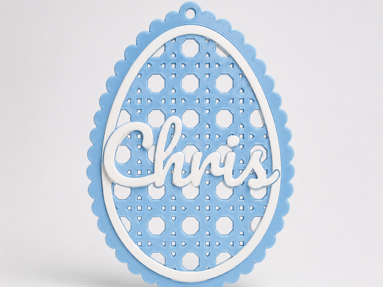 Egg name tag with decorative pattern - Chris
