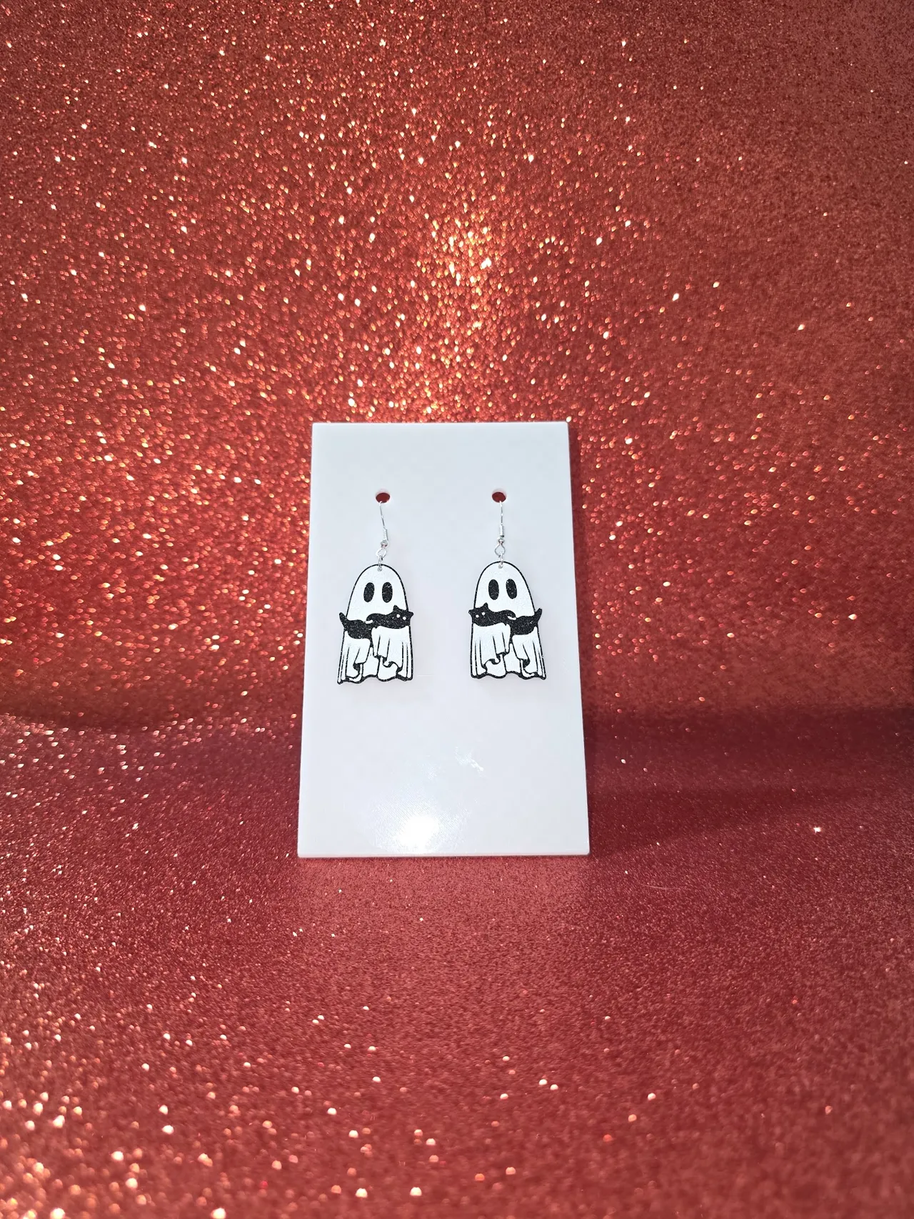 Ghost and Kitten earrings view 2