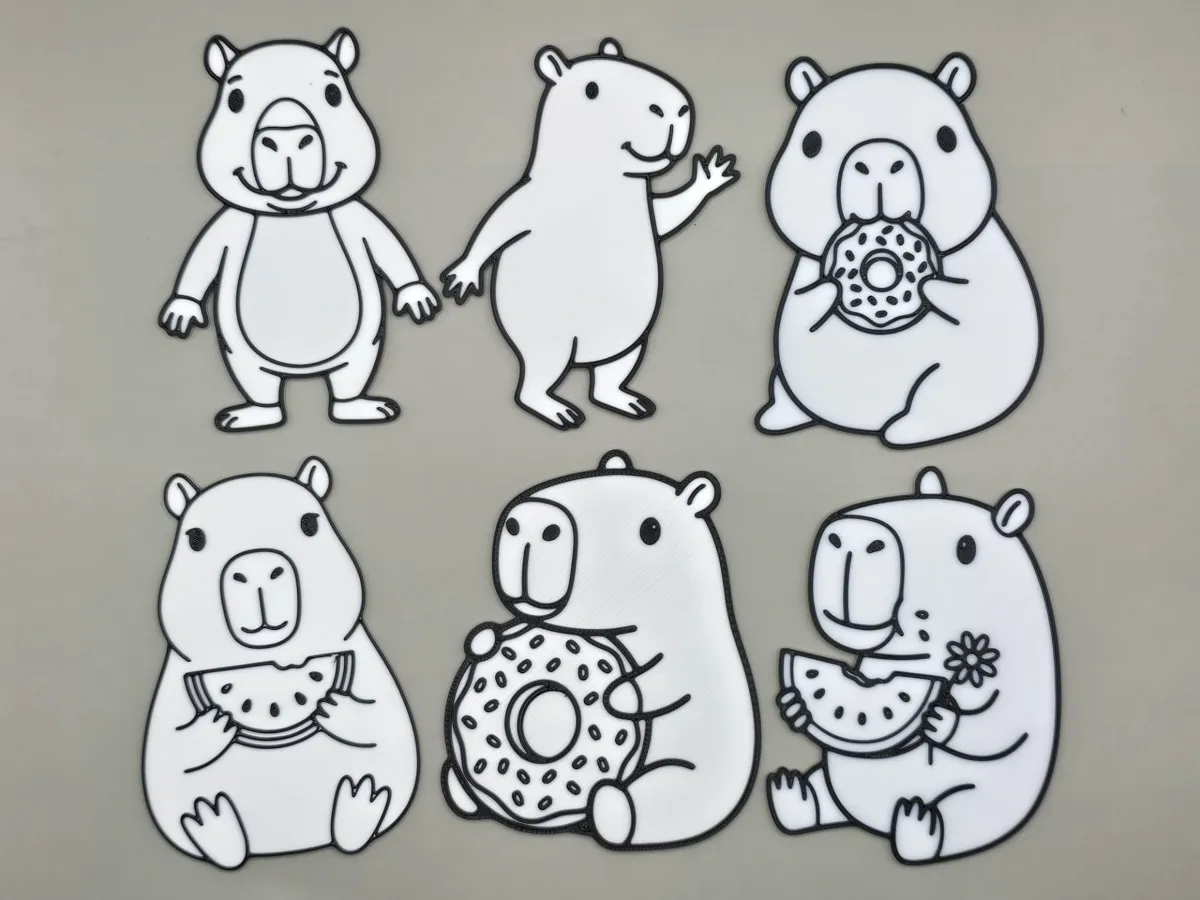 Capybara Coloring Pack - Free 3D Print Model - MakerWorld