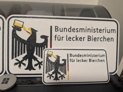 Sign "Federal Ministry for Tasty Beer"