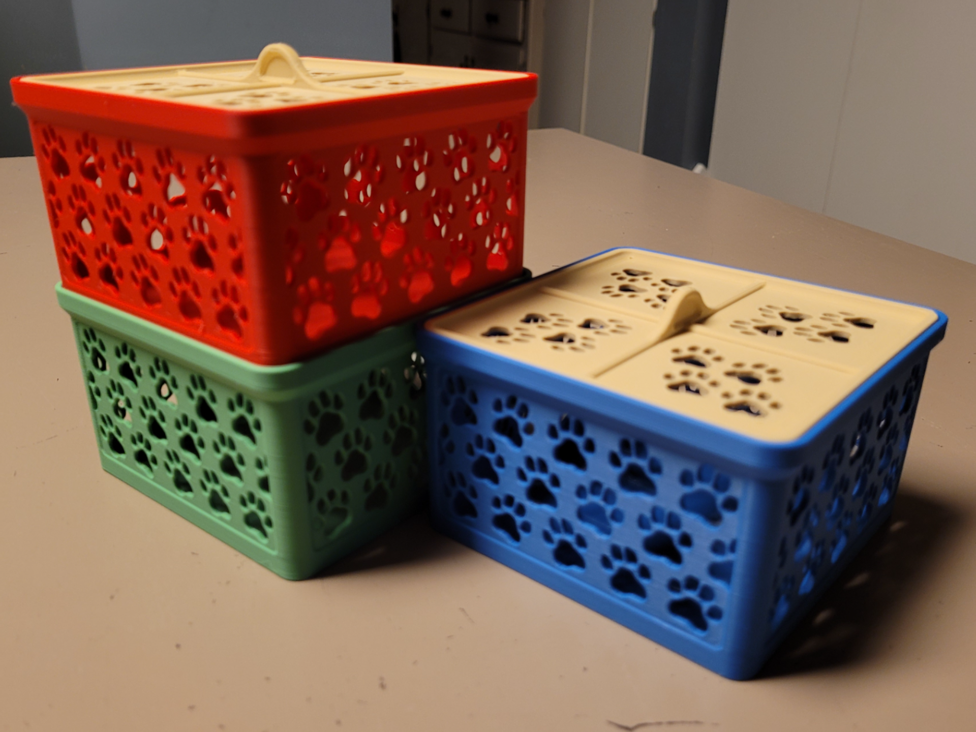 Stackable Paw Print Storage Square with Lid