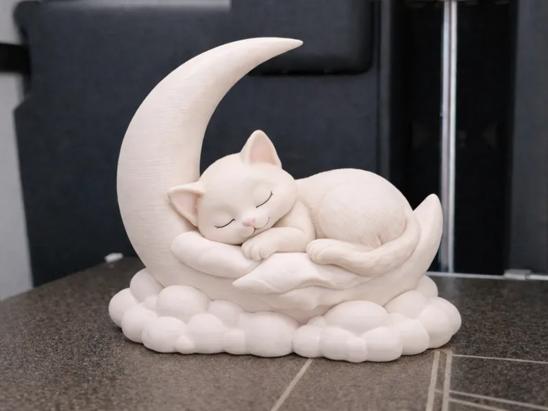Sleeping cat on a moon