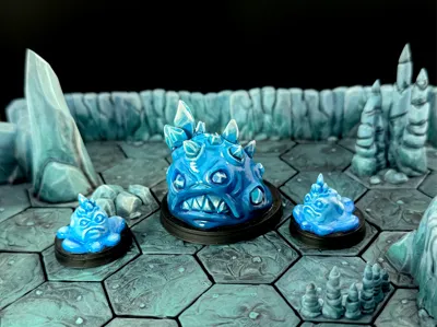 Ice Slime Boss +Droplet (Supportless-FDM Friendly)