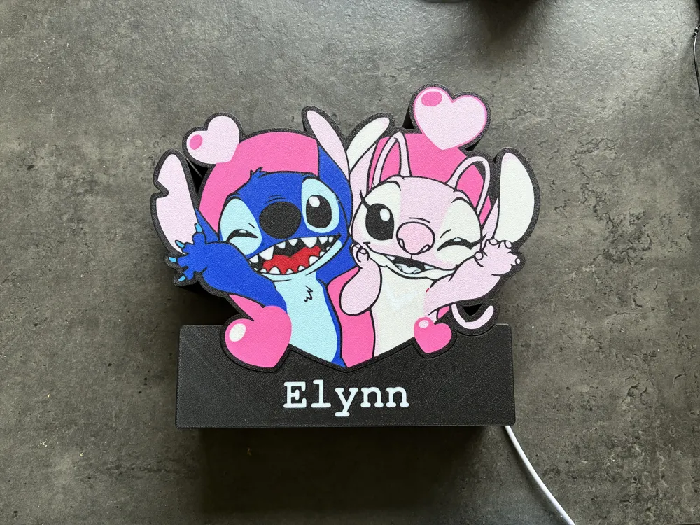 Angel & Stitch lightbox - Free 3D Print Model - MakerWorld