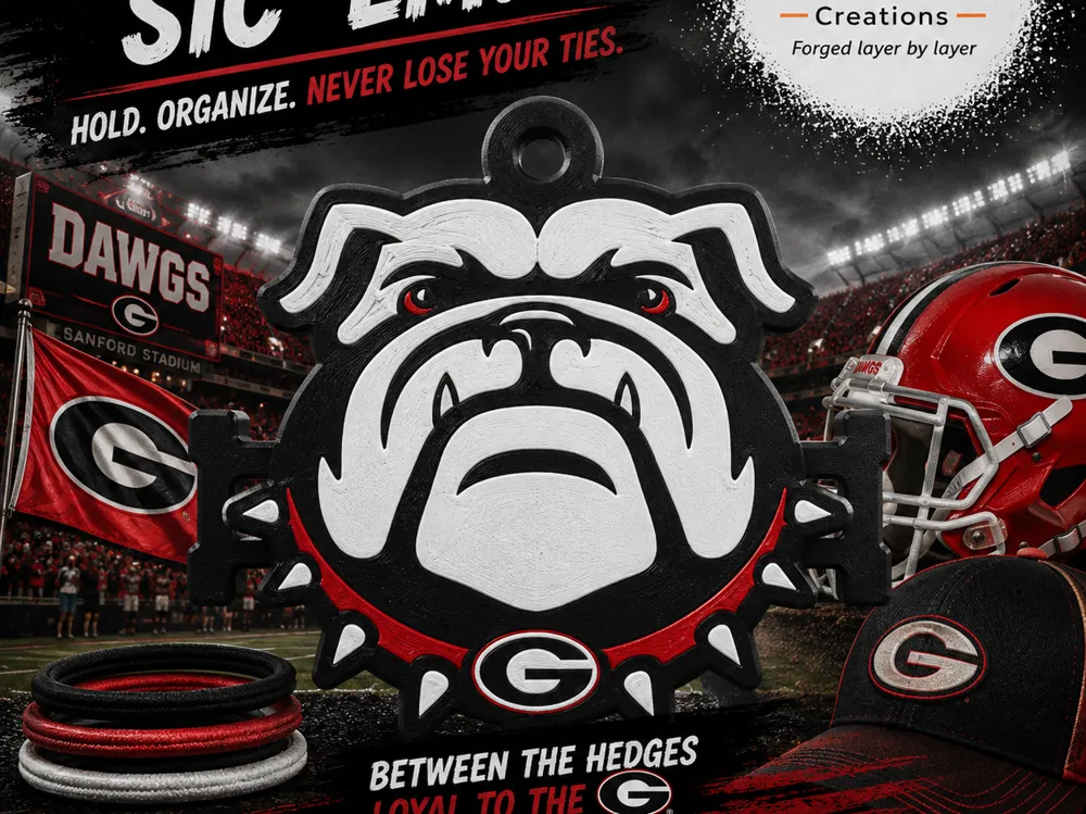 Accesorio para sujetar ligas de cabello: Georgia Bulldogs Hair Tie Holder Keychain. Referencia del modelo original.