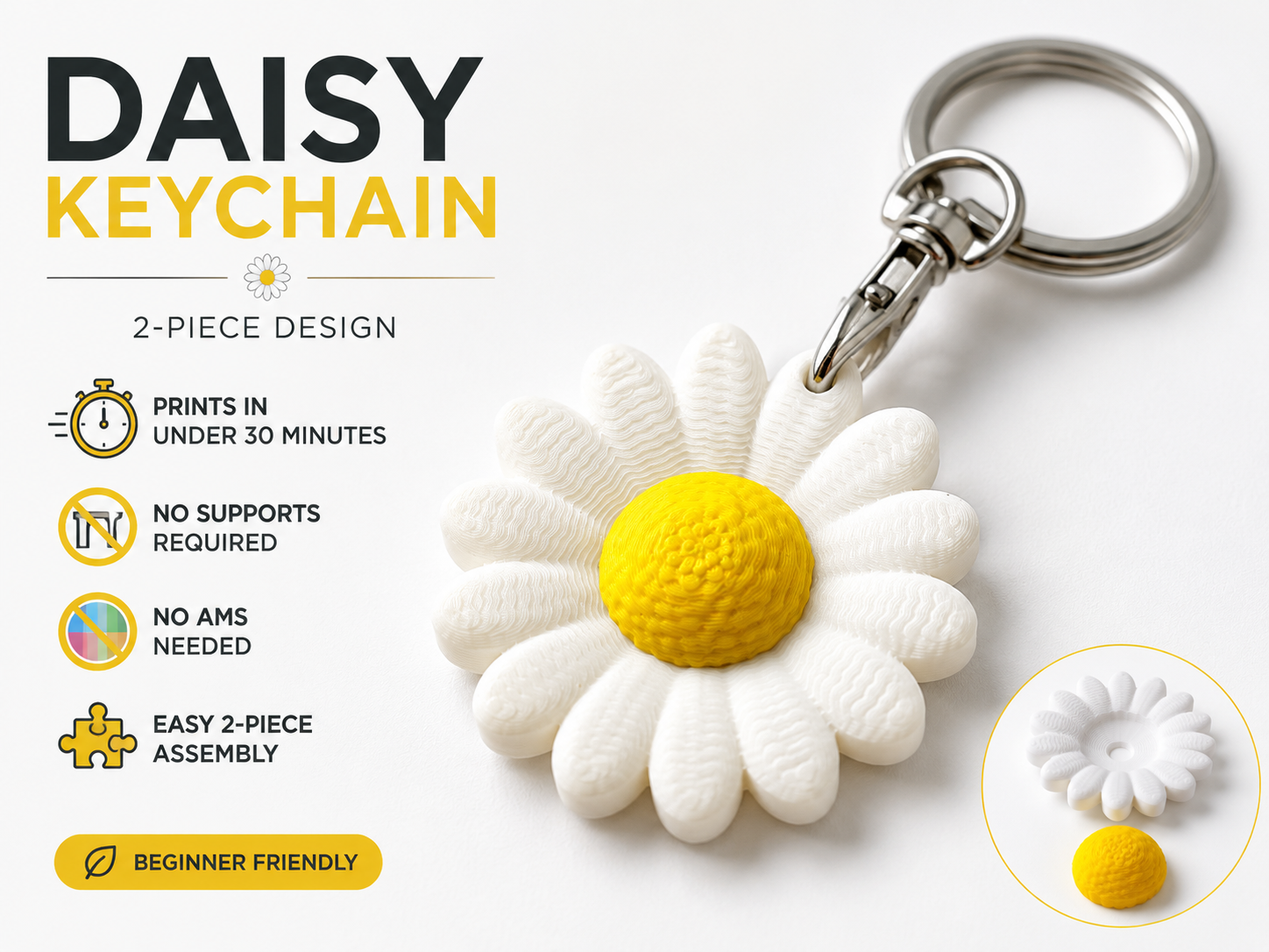 Daisy Keychain | No AMS | No Supports