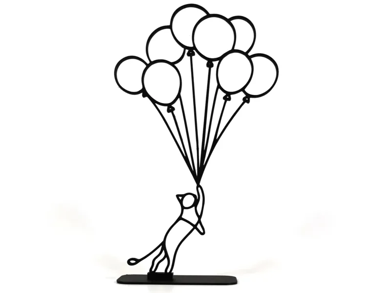 Minimal Line Art Cat With Balooons