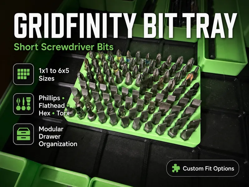Gridfinity Screwdriver Bit Tray Set