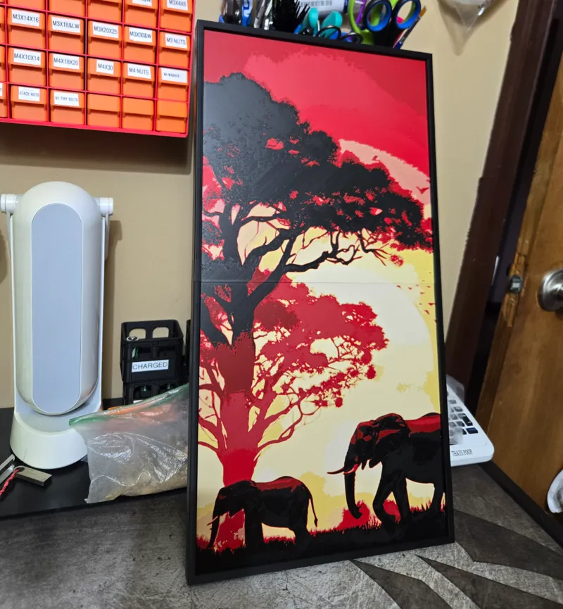 Elephants Multipart Hueforge Wall Art