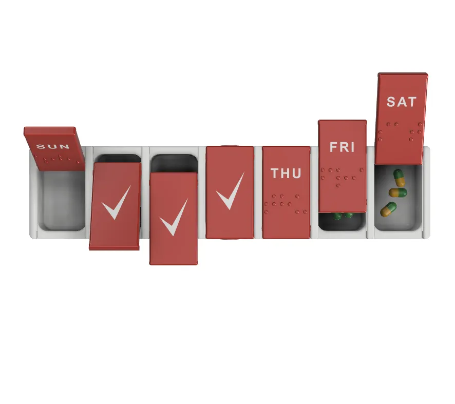 Accessible & ChildSafe Pill Box Braille for Visually Impaired