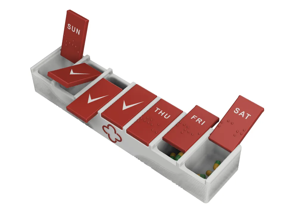 Accessible & ChildSafe Pill Box Braille for Visually Impaired