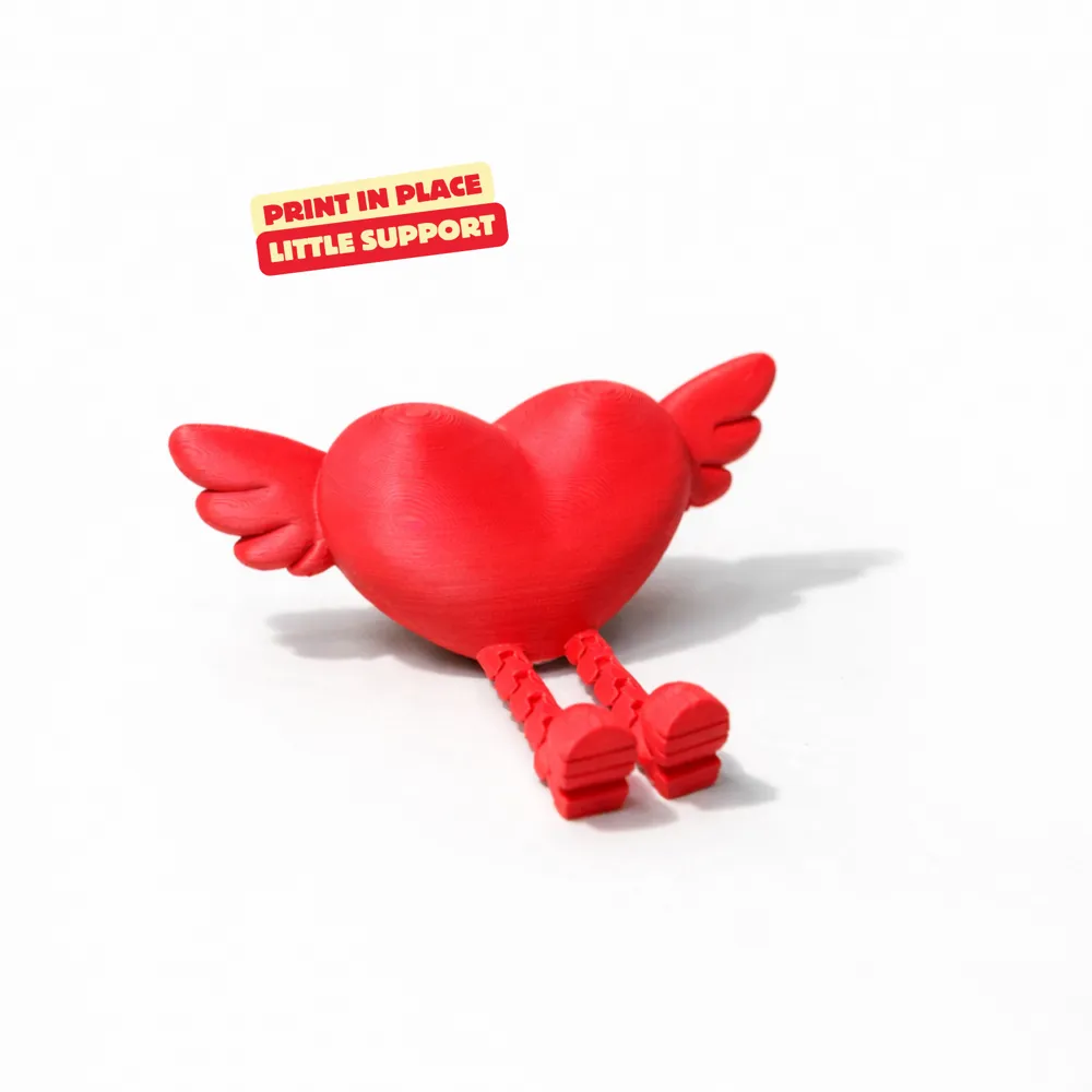 HEART BUDDY WITH WINGS / VALENTINES BUDDY FLEXI - Free 3D Print Model ...