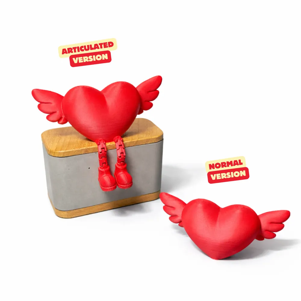 HEART BUDDY WITH WINGS / VALENTINES BUDDY FLEXI - Free 3D Print Model ...