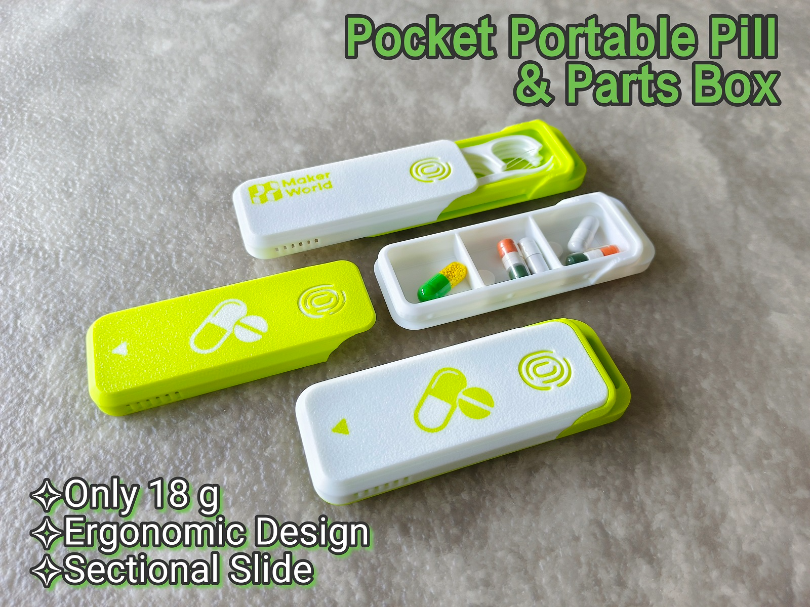 Portable Pocket Pill Box/ Parts Box