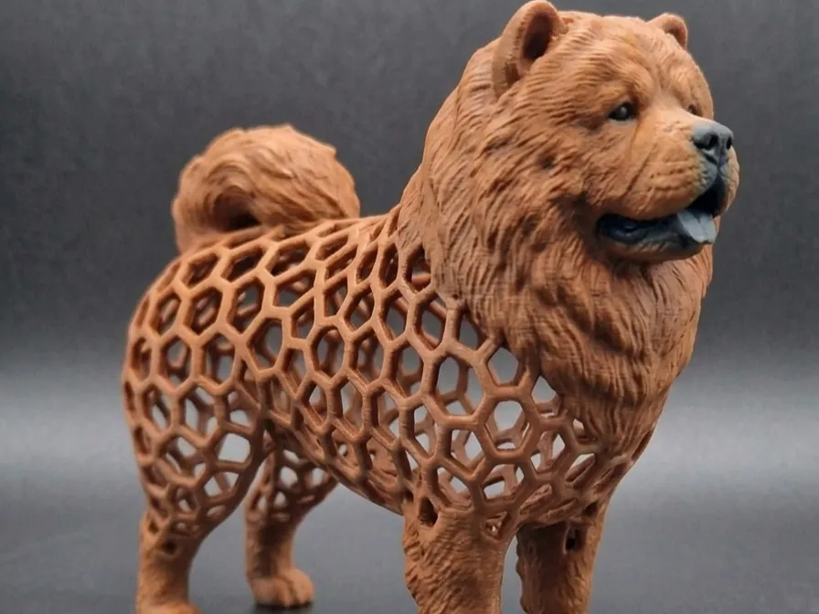 Figura decorativa: Stylized Voronoi Chow Chow Dog Figurine Sculpture. Referencia del modelo original.