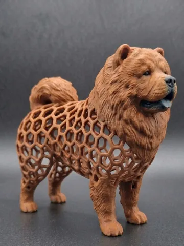Figura decorativa: Stylized Voronoi Chow Chow Dog Figurine Sculpture — vista de referencia 2