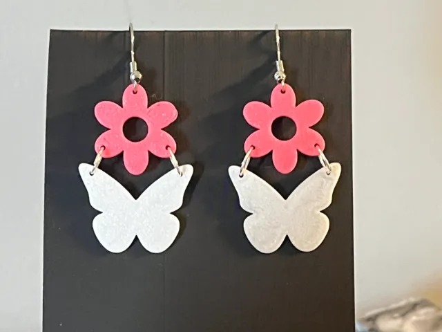 butterfly and flower earrings