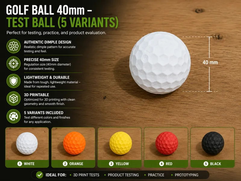 Golf Ball 40mm – Test Ball (5 Variants)