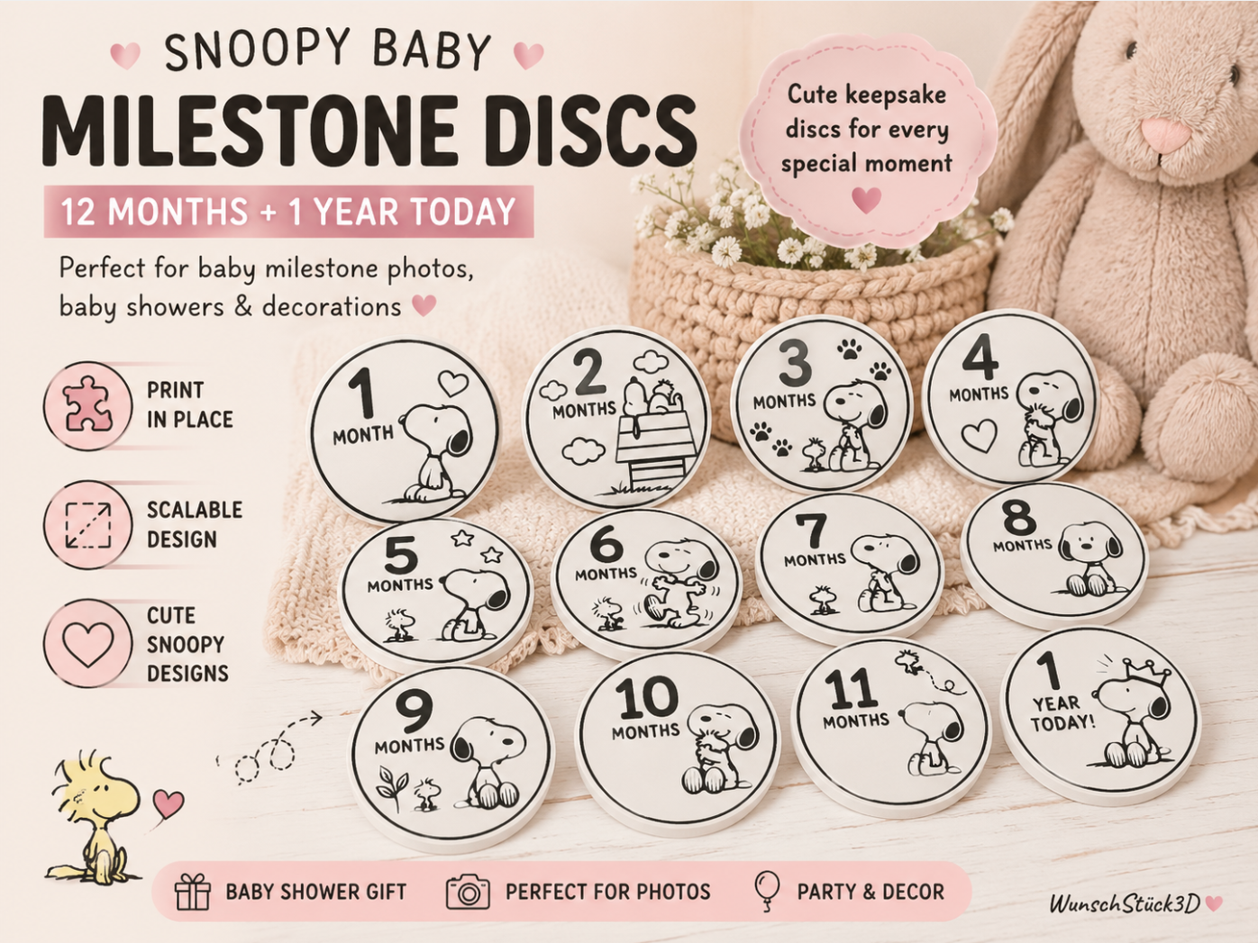 Baby Milestone Discs 12 Months Coasters