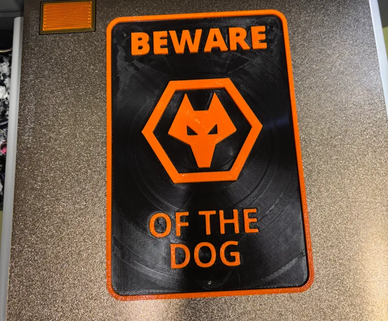 Wolves Beware of the Dog sign 