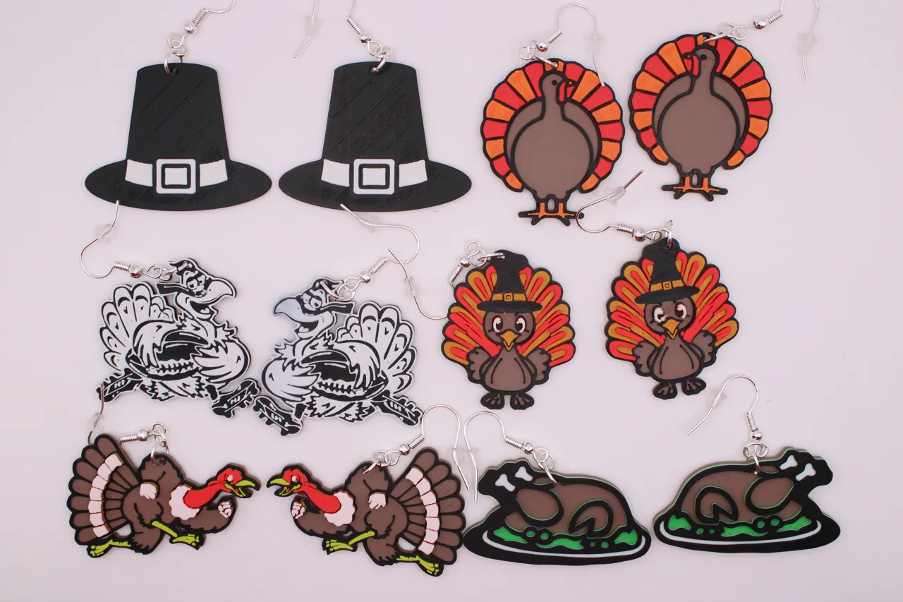 Thanksgiving Earrings pt 2 - Fun Turkey view 2