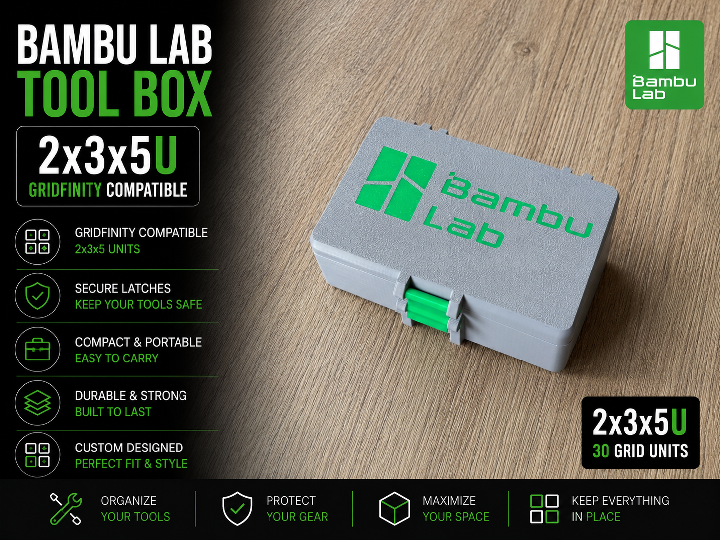Bambu Lab box tools, hotend, accessories, gridfin