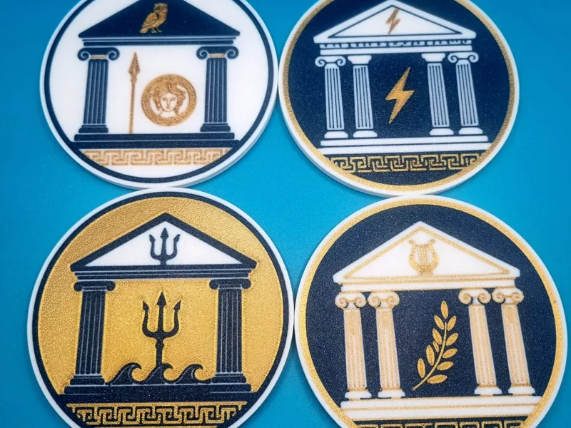 Ancient Greek temple coaster set