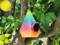Nichoir hexagonal suspendu avec perchoir et auvent — photo 1