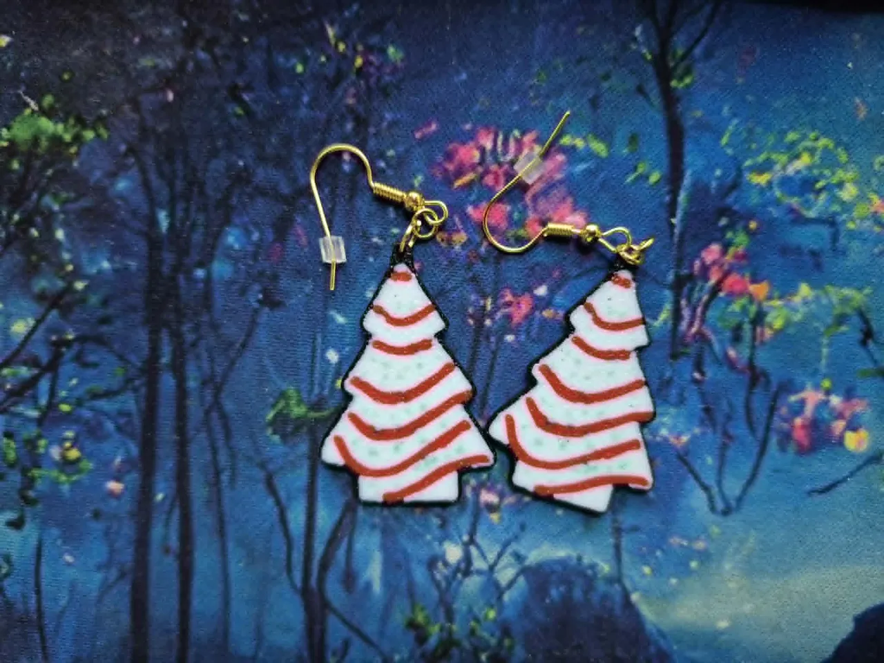 Little Debbie Christmas Tree Earrings view 2