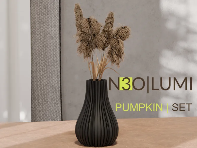 Autumn Pumpkin Vase - Ribbed Minimalist Design