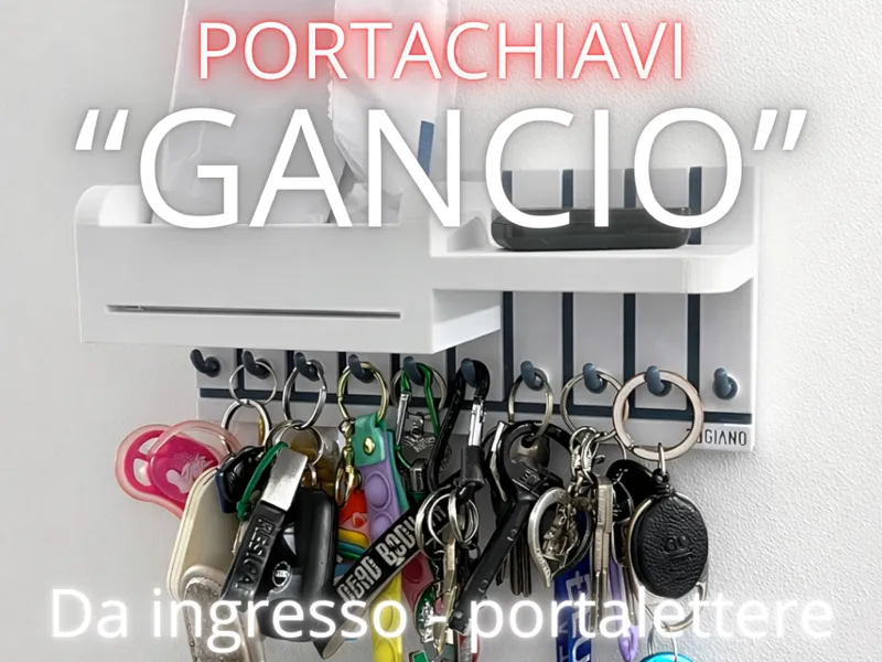 Portachiavi da parete "GANCIO" con portalettere