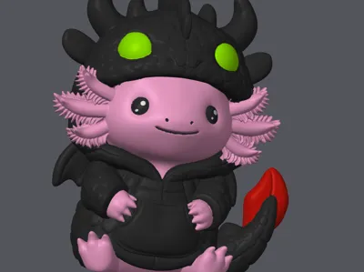 Axolotl in a Dragon Hoodie 