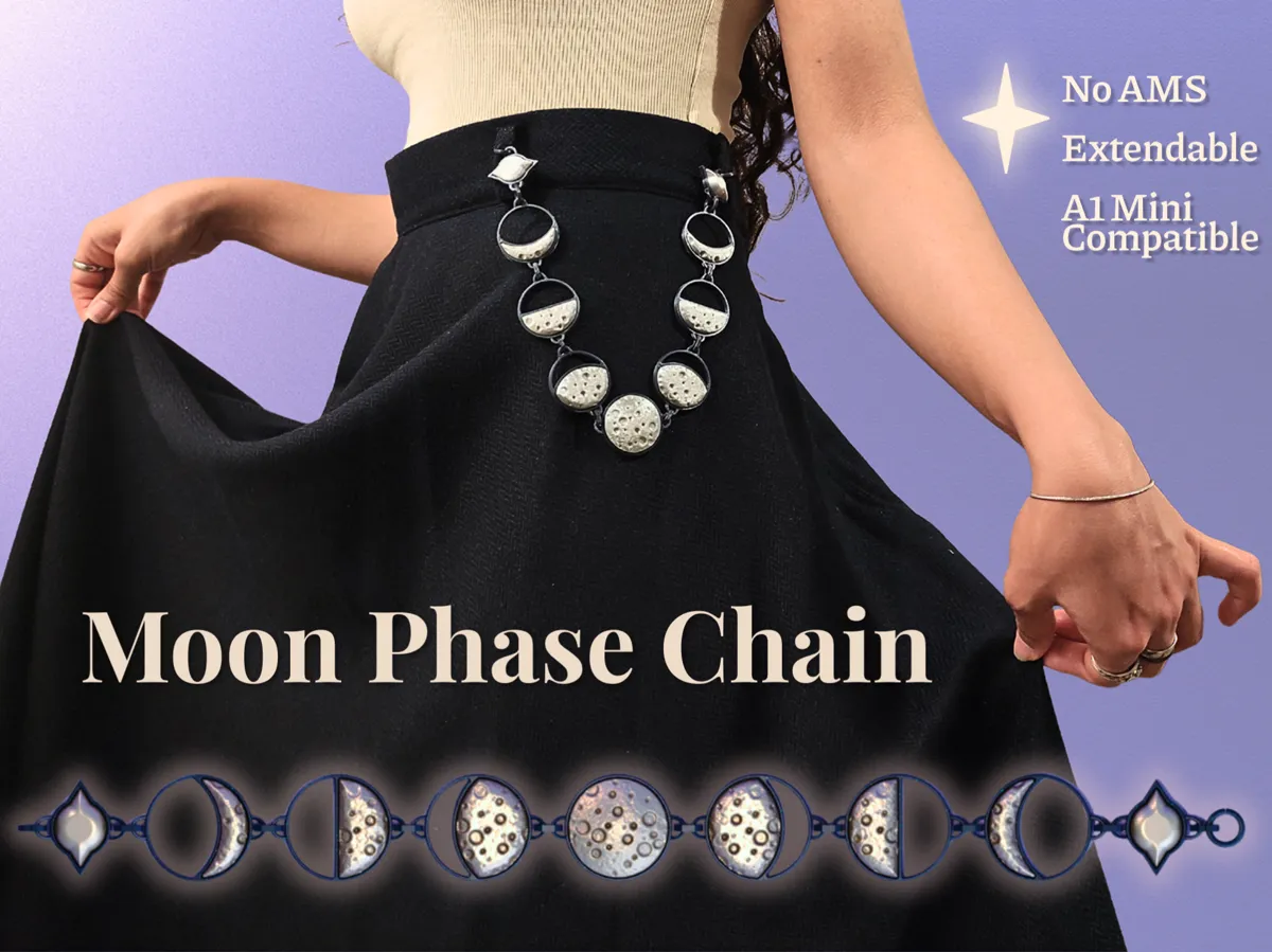 Moon Phase Chain Accessory - Fashion - PLA - 3D printed product