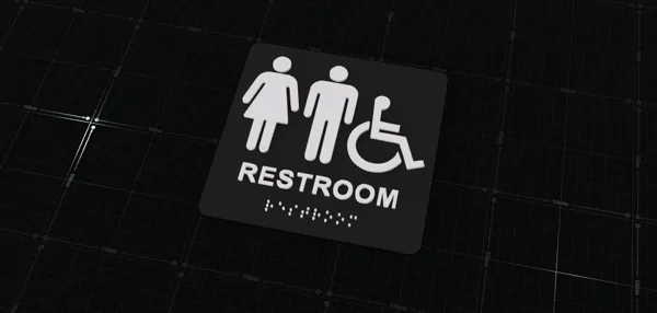 Panneau de toilettes accessibles mixtes avec braille