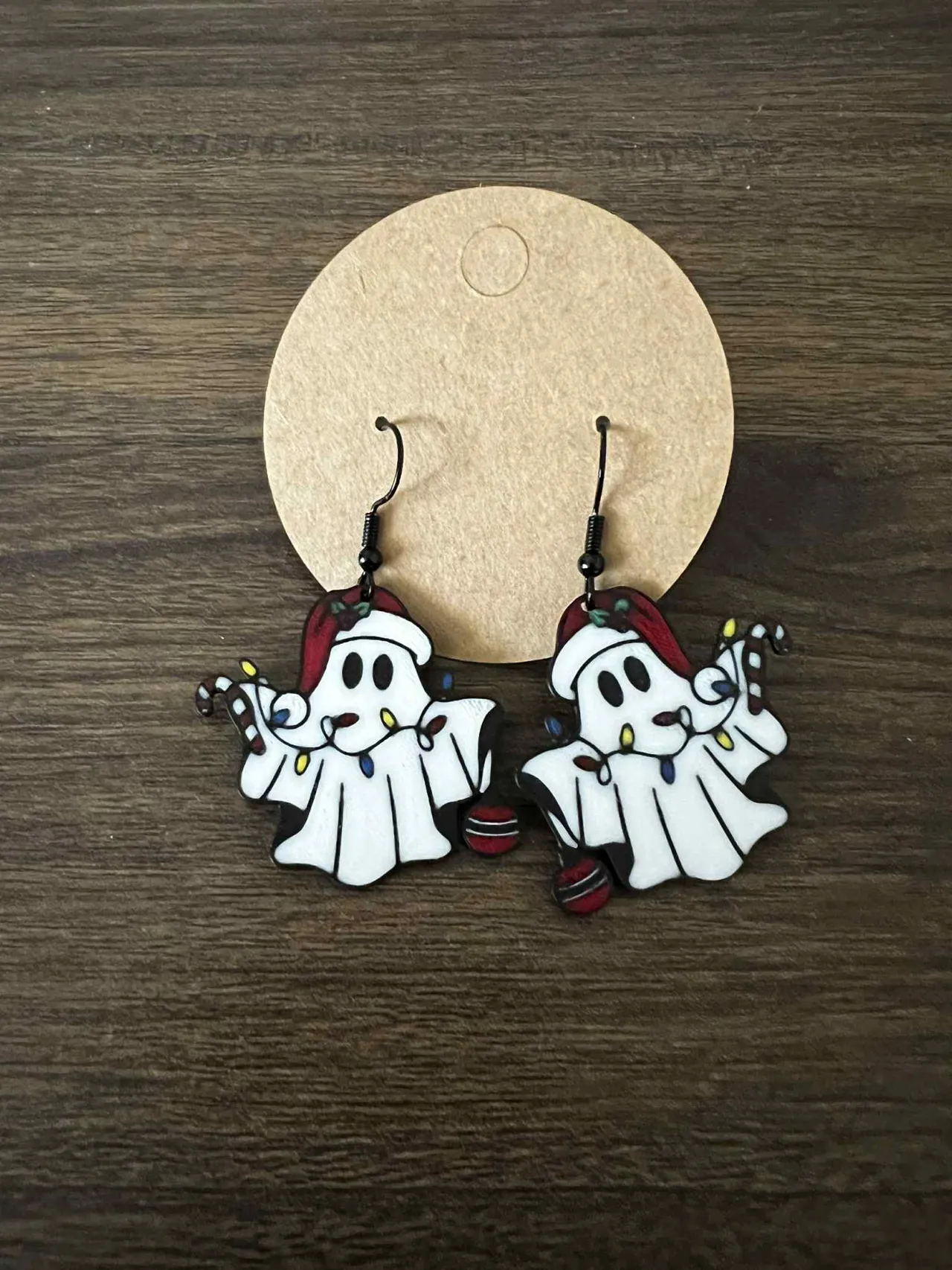 Cute Christmas ghost earrings view 3