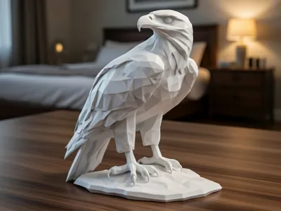 Ultra Low Poly Geometric Eagle Sculpture