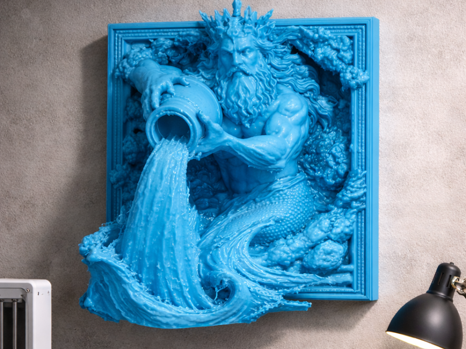 Wassermann im Rahmen – Dynamische Wandfigur