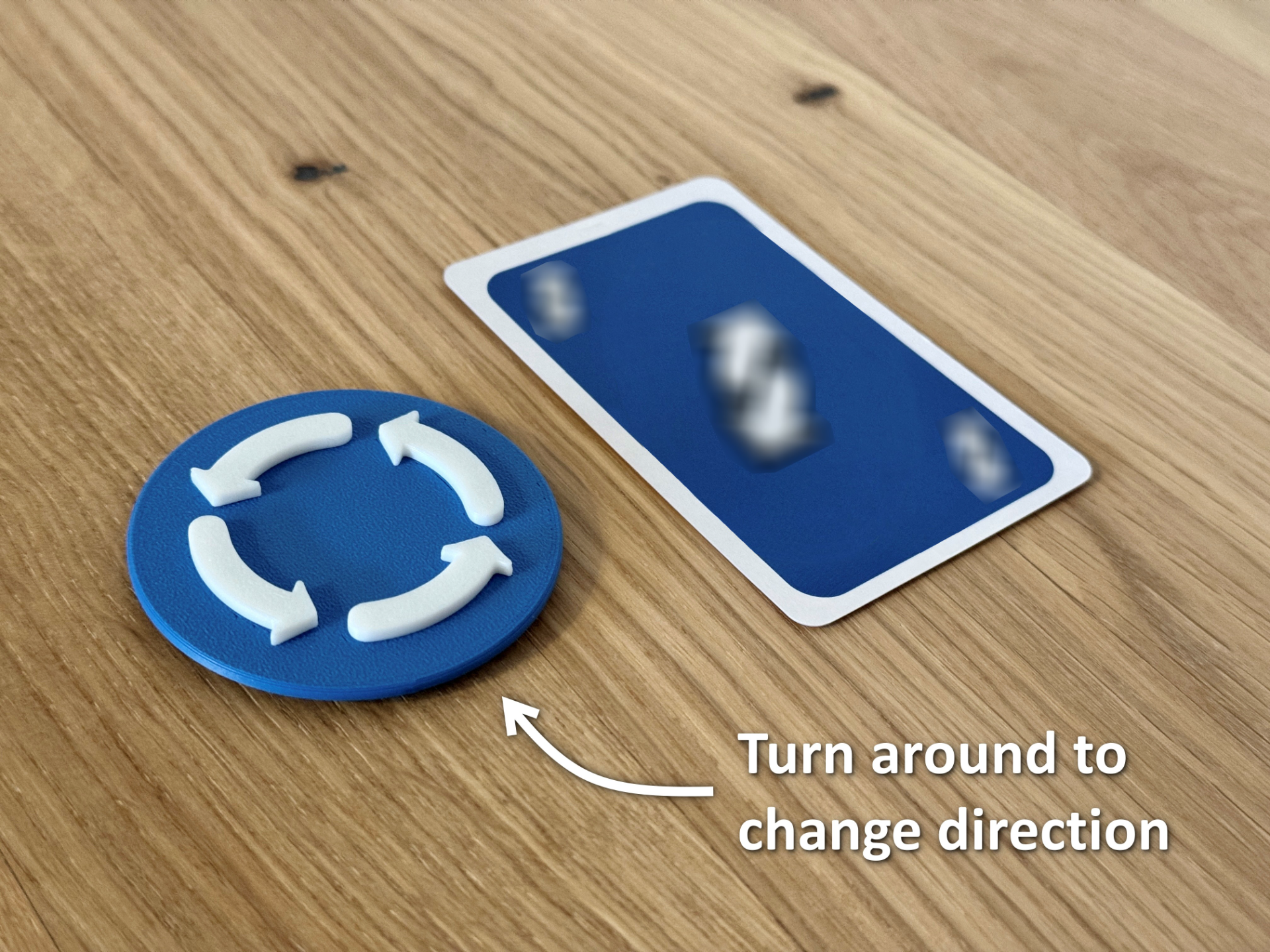 Direction indicator for card games and board games