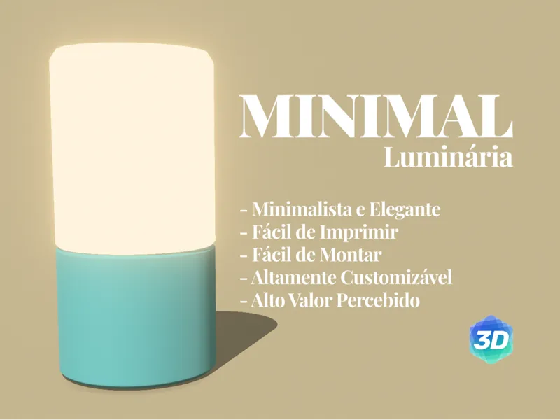 Luminária Minimal Round Lite - Fácil de Imprimir