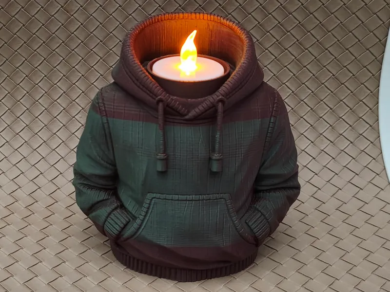 Hoodie #2 (hood OFF) - LED Tea light Holder