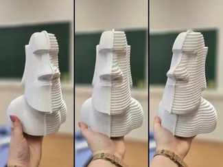 Moai Sliced & Solid: 3D Printing Visualization